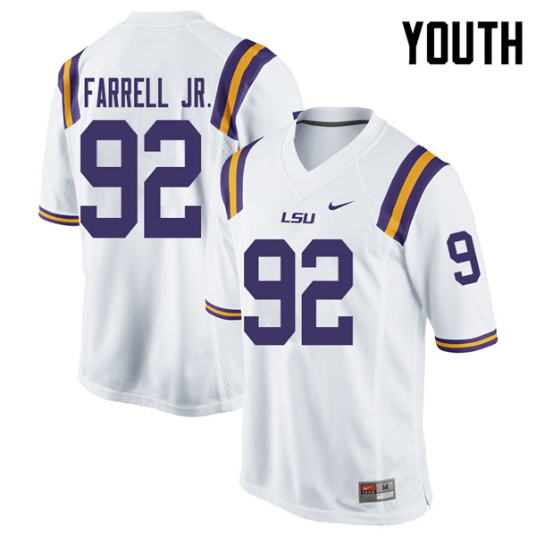 Youth #92 Neil Farrell Jr. LSU Tigers College Football Jerseys Sale-White - Click Image to Close